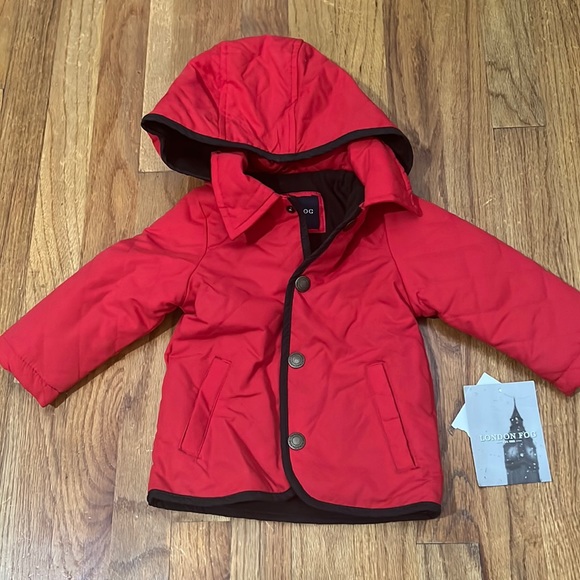 LONDON FOG NWT unisex quilted. Fleece lined hooded jacket Sz 12 months - Picture 2 of 7